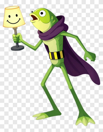 Cartoon Frog Holding A Lamp PNG