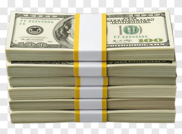 Stack Of Cash Bundled With Yellow Bands PNG