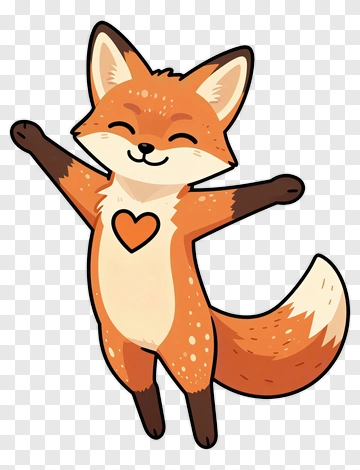 Cartoon Fox Smiling With Open Arms PNG