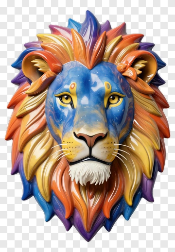 Colorful Lion Head Wall Art PNG