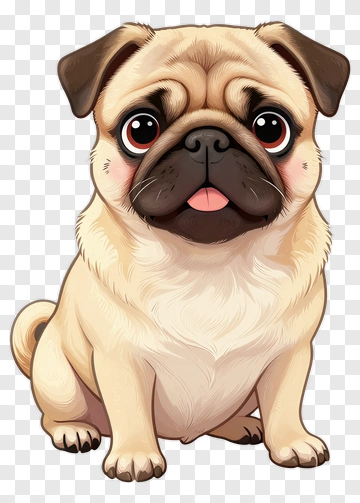Cartoon Pug Sitting PNG