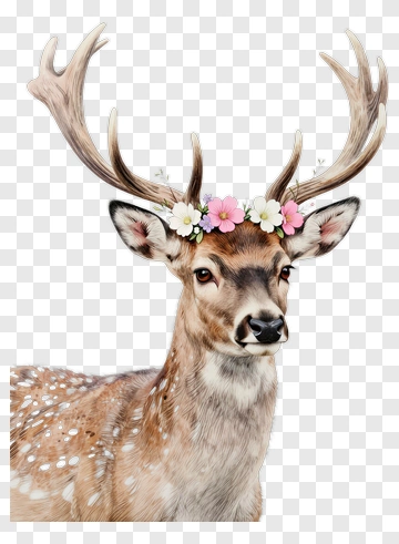 Deer With Floral Crown PNG