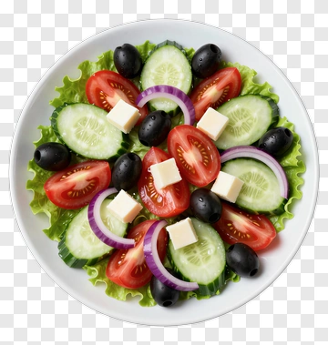 Fresh Salad With Tomatoes, Cucumbers, And Olives PNG