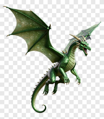 3D Green Dragon With Wings PNG