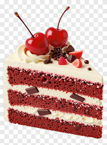 Red Velvet Cake Slice With Cherries And Chocolate PNG