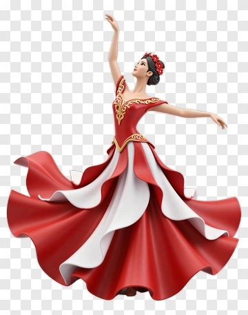 Dancer In A Red And White Dress PNG