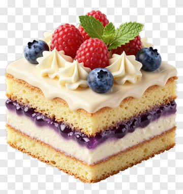Delicious Layered Cake With Berries PNG