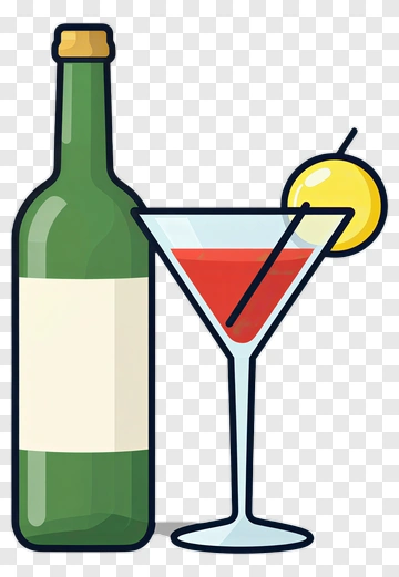 Cocktail Glass With A Bottle PNG