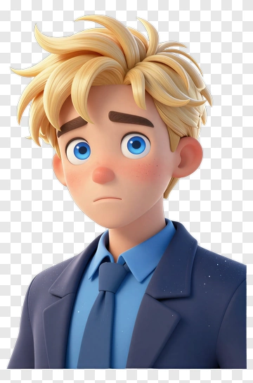 3D Cartoon Boy With Spiky Hair PNG