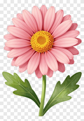 Pink Flower With Green Leaves PNG