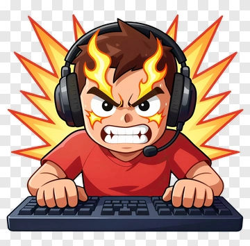 Angry Gamer With Headset And Keyboard PNG