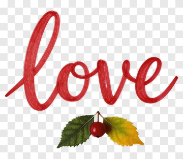 Love Text With Leaves And Berries PNG