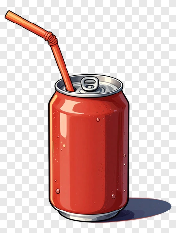 Soda Can With Straw PNG