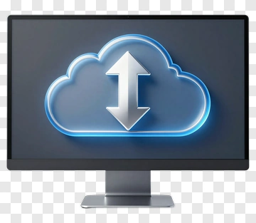 Cloud Upload Icon On Computer Monitor PNG