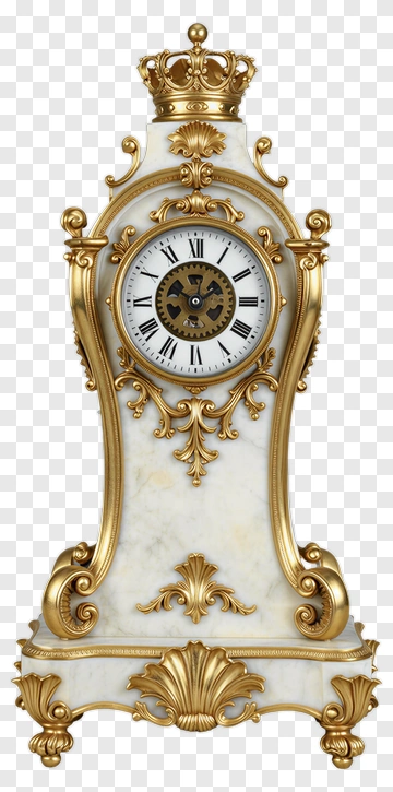 Elegant Gold And White Decorative Clock PNG