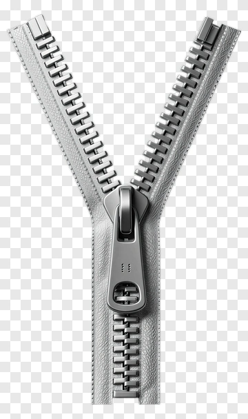 Silver Y-Shaped Zipper PNG