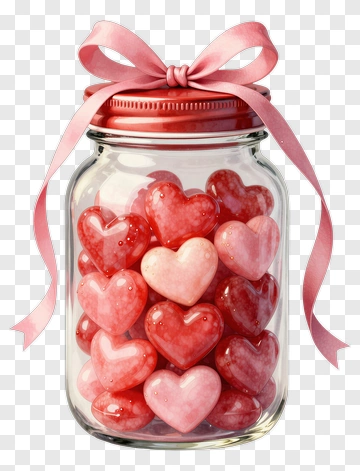 Jar Of Heart-Shaped Candy PNG