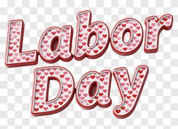 Labor Day Text With Hearts PNG
