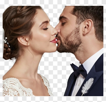 Wedding Couple Kissing PNG