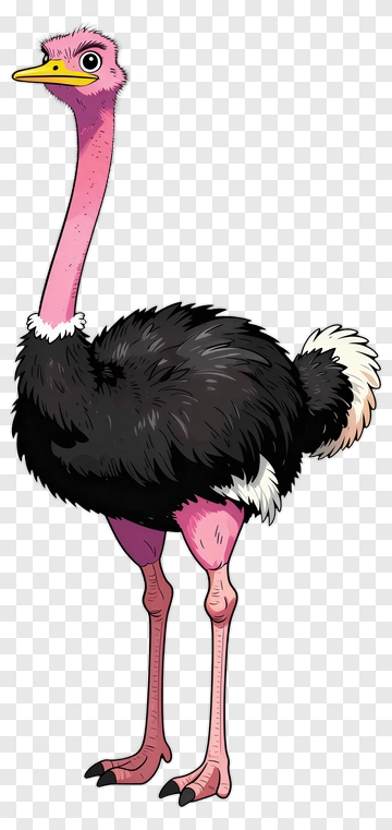 Cartoon Ostrich Standing PNG