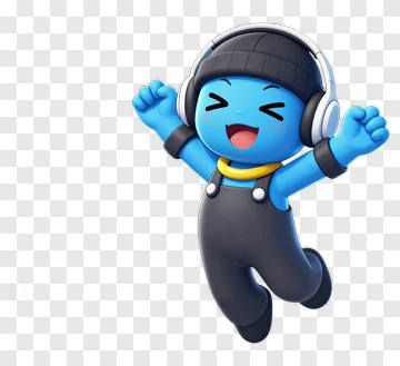 Cartoon Character Jumping With Headphones PNG