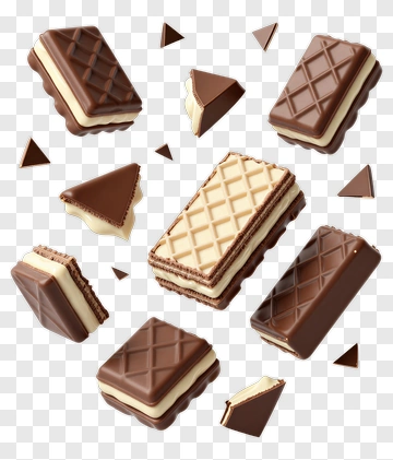 Chocolate Wafer Biscuits With Triangular Pieces PNG