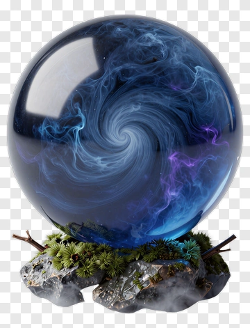 Mystical Crystal Ball With Swirling Galaxy PNG