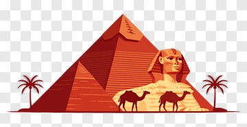 Pyramid And Sphinx With Camels PNG