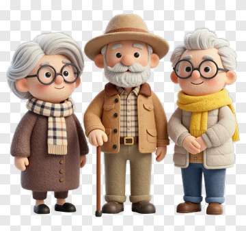 Cartoon Elderly Couple And Man PNG