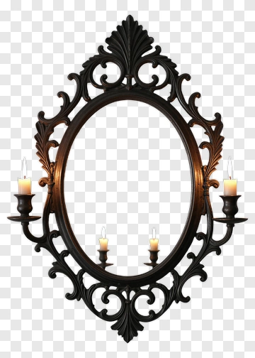 Vintage Ornate Mirror With Candles PNG