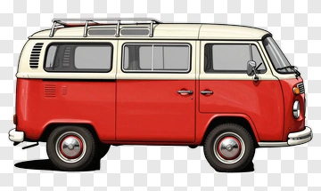 Vintage Red Volkswagen Van PNG