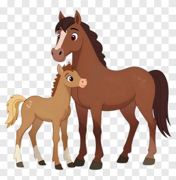 Cartoon Horse And Foal PNG