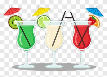 Colorful Cocktail Drinks With Umbrellas PNG