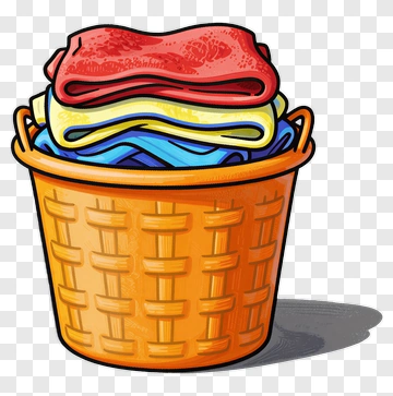 Colorful Laundry Basket Filled With Clothes PNG