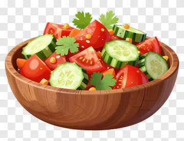 Fresh Vegetable Salad In A Wooden Bowl PNG