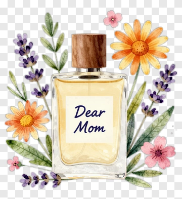 Perfume Bottle With Flowers For Mom PNG