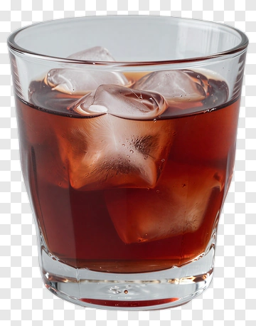 Glass Of Dark Beverage With Ice Cubes PNG