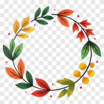 Colorful Autumn Leaf Wreath PNG