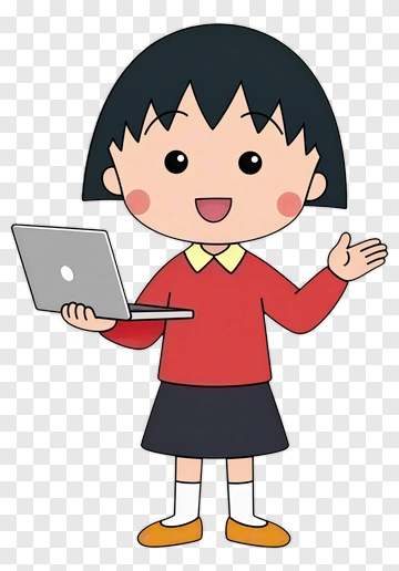 Cartoon Girl Holding A Laptop PNG