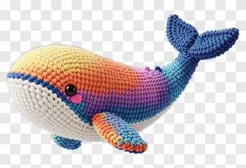 Colorful Crochet Whale PNG