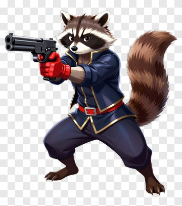 Cartoon Raccoon Holding A Gun PNG