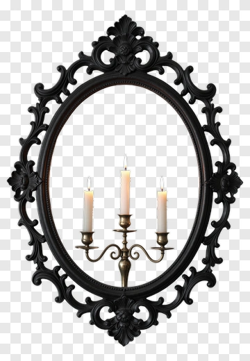 Elegant Black Mirror With Candles PNG