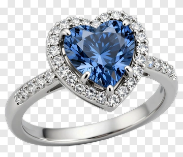 Heart-Shaped Blue Gemstone Ring PNG