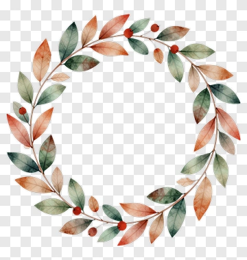 Watercolor Leaf Wreath PNG