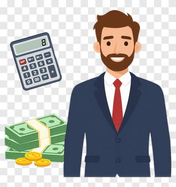 Businessman With Money And Calculator PNG