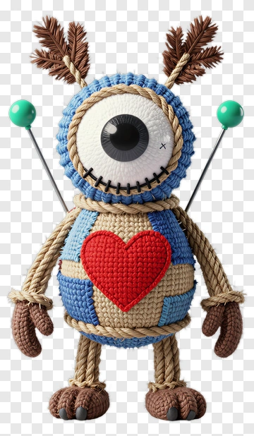 3D Felt Monster With Heart PNG