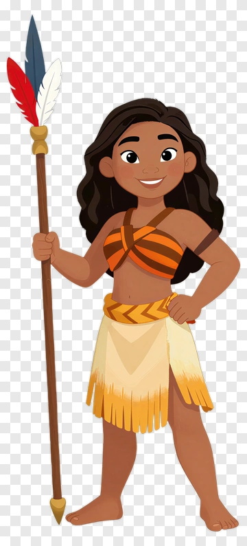 Cartoon Girl Holding A Spear PNG