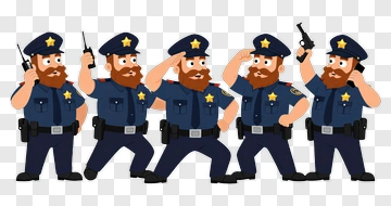 Cartoon Police Officer Saluting And Holding A Radio PNG