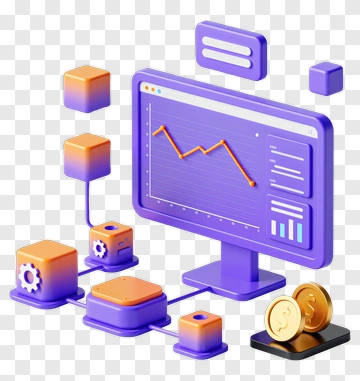3D Computer Monitor Displaying Data Analytics PNG