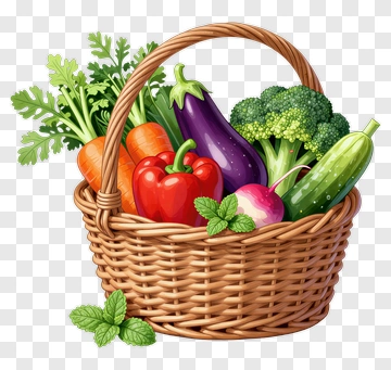 Vegetable Basket With Fresh Produce PNG